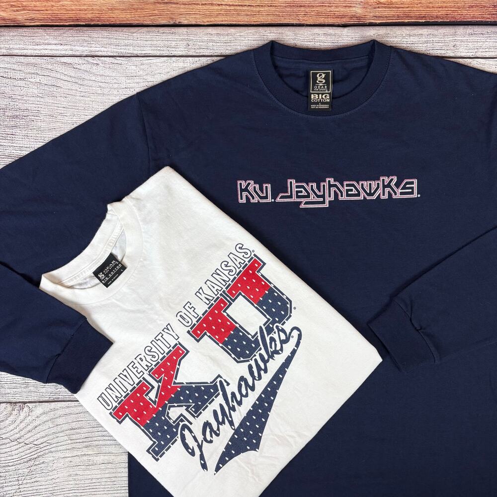 Vintage University of Kansas Jayhawks 2pc Shirt Bundle Lot